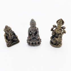 Trio Statuettes Bouddha, Shiva, Lakshmi