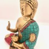 Statue Bouddha Abhaya Mudra Bronze et pierres 18cm