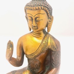 Statue Bouddha Abhaya Mudra Bronze Mordoré 17cm