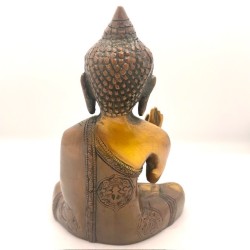 Statue Bouddha Abhaya Mudra Bronze Mordoré 17cm