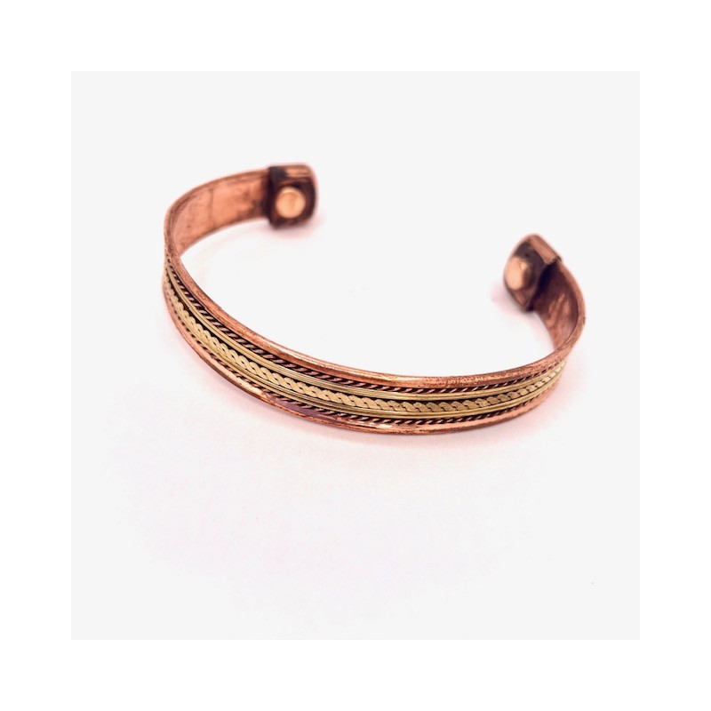 Bracelet de cuivre avec aimants tressage doré