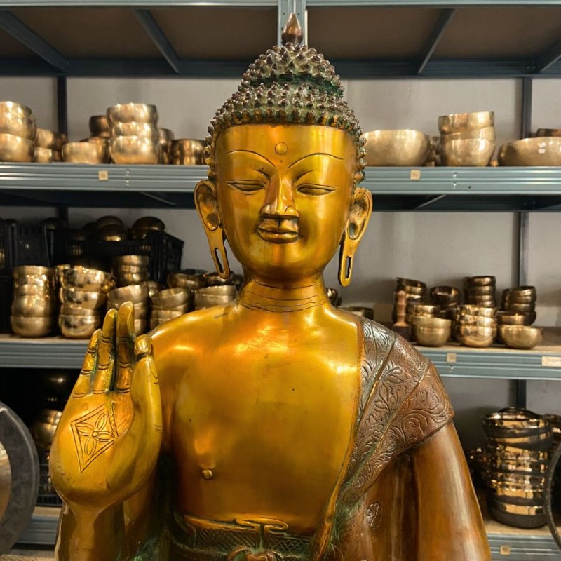Statue Bouddha 130cm mordoré en l'état (exclusivement en retrait magasin)