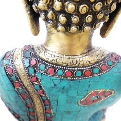 Statue Bouddha Bronze et Pierres 35cm