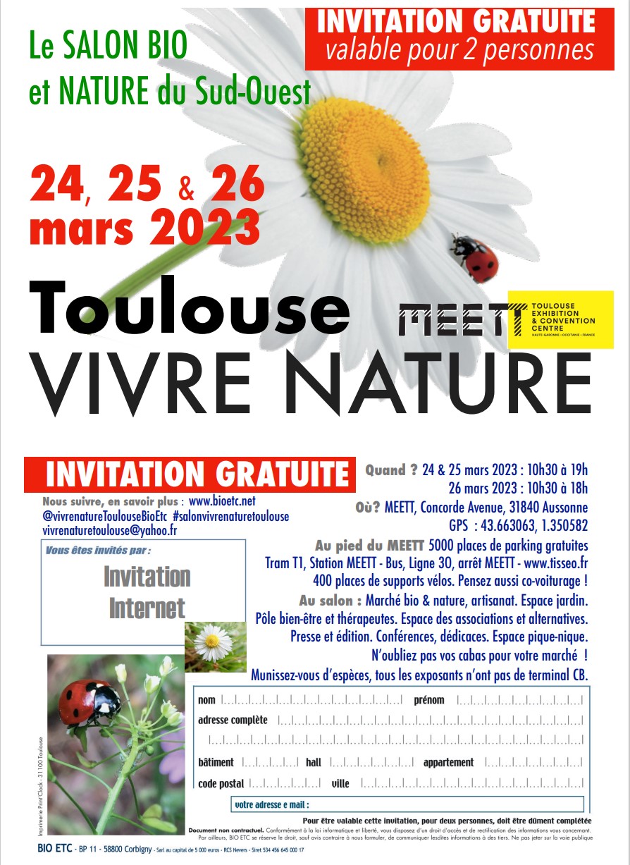 Salon Vivre Nature Toulouse 2023 invitation